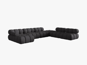 COLTAR MODULAR BELLIS, DREAPTA, 6 LOCURI, 379 CM, ESPRESSO 15, TAPITERIE DIN CATIFEA 3D, DESIGN DEOSEBIT - Img 4