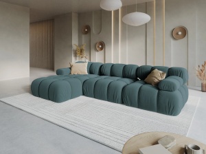 COLTAR MODULAR BELLIS, STANGA, 3 LOCURI, 285 CM, VERDE PETROL 87, TAPITERIE DIN CATIFEA, DESIGN DEOSEBIT