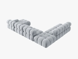 COLTAR MODULAR BELLIS, STANGA, 6 LOCURI, 379 CM, ALBASTRU DESCHIS 80, TAPITERIE DIN CATIFEA, DESIGN DEOSEBIT - Img 2
