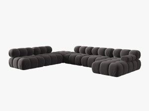 COLTAR MODULAR BELLIS, STANGA, 6 LOCURI, 379 CM, GRI INCHIS 97, TAPITERIE DIN CATIFEA, DESIGN DEOSEBIT - Img 6