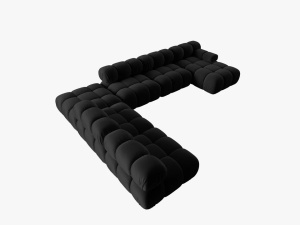 COLTAR MODULAR BELLIS, STANGA, 6 LOCURI, 379 CM, NEGRU 100, TAPITERIE DIN CATIFEA, DESIGN DEOSEBIT - Img 3