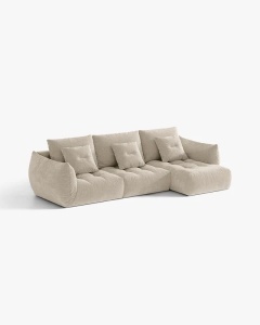 COLTAR MODULAR BLOOM, PE DREPTA, BEJ DESCHIS, 327 CM, CU TAPITERIE DIN TEXTIL STRUCTURAT WIND, MICADONI - Img 2