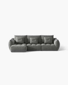 COLTAR MODULAR BLOOM, PE STANGA, GRI INCHIS, 327 CM, CU TAPITERIE DIN TEXTIL STRUCTURAT WIND, MICADONI