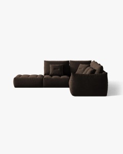 COLTAR MODULAR BLOOM, PE STANGA, MARO INCHIS, 316 CM, CU TAPITERIE DIN TEXTIL CATIFEA BLUVEL, MICADONI - Img 3