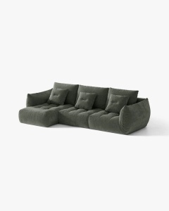 COLTAR MODULAR BLOOM, PE STANGA, VERDE MUSCHI, 327 CM, CU TAPITERIE DIN TEXTIL STRUCTURAT WIND, MICADONI - Img 2