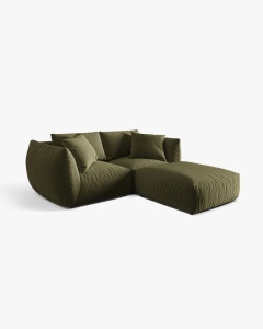 COLTAR MODULAR CHRIS, 220X100, VERDE DESCHIS, CU TAPITERIE DIN TEXTIL CATIFEA CASINO, MICADONI - Img 2