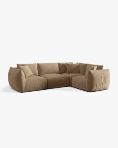 COLTAR MODULAR CHRIS, PE DREAPTA, 210X295, BEJ MIGDALA, CU TAPITERIE DIN TEXTIL CATIFEA CASINO, MICADONI - Img 3