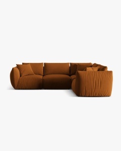 COLTAR MODULAR CHRIS, PE DREAPTA, 210X295, CARAMIZIU, CU TAPITERIE DIN TEXTIL CATIFEA CASINO, MICADONI