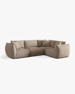 COLTAR MODULAR CHRIS, PE DREAPTA, 210X295, NISIPIU, CU TAPITERIE DIN TEXTIL STRUCTURAT LINS, MICADONI