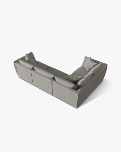 COLTAR MODULAR CHRIS, PE STANGA, 210X295, GRI CALD, CU TAPITERIE DIN TEXTIL STRUCTURAT LINS, MICADONI - Img 2