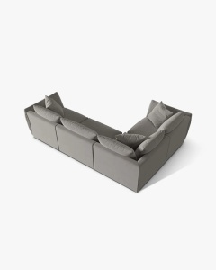 COLTAR MODULAR CHRIS, PE STANGA, 210X295, GRI, CU TAPITERIE DIN TEXTIL CATIFEA CASINO, MICADONI - Img 2