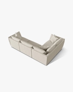 COLTAR MODULAR CHRIS, PE STANGA, 210X295, NATURAL, CU TAPITERIE DIN TEXTIL STRUCTURAT LINS, MICADONI - Img 2