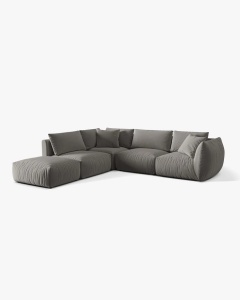 COLTAR MODULAR CHRIS, PE STANGA, 290X295, GRI, CU TAPITERIE DIN TEXTIL CATIFEA CASINO, MICADONI - Img 3