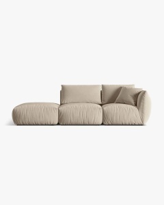 COLTAR MODULAR CHRIS, PE STANGA, 315X100, BEJ DESCHIS, CU TAPITERIE DIN TEXTIL CATIFEA CASINO, MICADONI