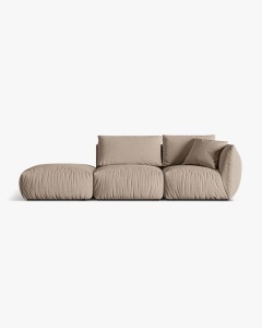 COLTAR MODULAR CHRIS, PE STANGA, 315X100, NISIPIU, CU TAPITERIE DIN TEXTIL STRUCTURAT LINS, MICADONI