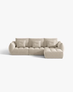 COLTAR MODULAR, CU 2 LOCURI, BLOOM, BEJ DESCHIS, 327 CM, CU TAPITERIE DIN TEXTIL STRUCTURAT WIND, MICADONI