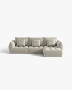 COLTAR MODULAR, CU 2 LOCURI, BLOOM, GRI DESCHIS, 327 CM, CU TAPITERIE DIN TEXTIL STRUCTURAT WIND, MICADONI