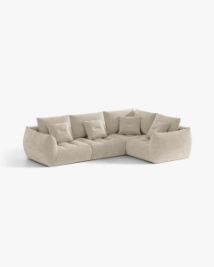 COLTAR MODULAR, CU 4 LOCURI, BLOOM, PE DREAPTA, BEJ DESCHIS, 316 CM, CU TAPITERIE DIN TEXTIL STRUCTURAT WIND, MICADONI - Img 2