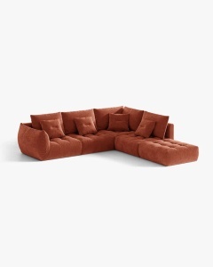 COLTAR MODULAR, CU 4 LOCURI, BLOOM, PE DREAPTA, CARAMIZIU, 316 CM, CU TAPITERIE DIN TEXTIL STRUCTURAT WIND, MICADONI - Img 2