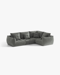 COLTAR MODULAR, CU 4 LOCURI, BLOOM, PE DREAPTA, GRI INCHIS, 316 CM, CU TAPITERIE DIN TEXTIL STRUCTURAT WIND, MICADONI - Img 2