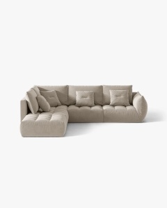 COLTAR MODULAR, CU 4 LOCURI, BLOOM, PE STANGA, BEJ DESCHIS, 316 CM, CU TAPITERIE DIN TEXTIL CATIFEA CASINO, MICADONI