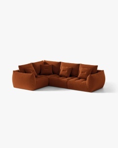COLTAR MODULAR, CU 4 LOCURI, BLOOM, PE STANGA, CARAMIZIU, 316 CM, CU TAPITERIE DIN TEXTIL CATIFEA CASINO, MICADONI - Img 2