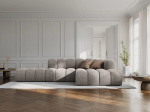 COLTAR MODULAR LUPIN, DREAPTA, 5 LOCURI, 294 CM, BEJ 30, TAPITERIE CHENILLE, DESIGN DEOSEBIT - Img 1
