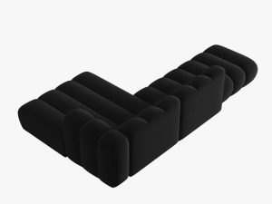 COLTAR MODULAR LUPIN, DREAPTA, 5 LOCURI, 294 CM, NEGRU 19, TAPITERIE DIN CATIFEA, DESIGN DEOSEBIT - Img 4