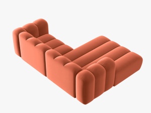 COLTAR MODULAR LUPIN, STANGA, 3 LOCURI, 228 CM, CORAL 12, TAPITERIE DIN CATIFEA, DESIGN DEOSEBIT - Img 4
