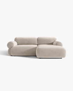 COLTAR MODULAR, OPHELIA, BEJ, PE DREAPTA, 236 CM, CU TAPITERIE DIN TEXTIL CATIFEA VENUS, MICADONI