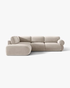 COLTAR MODULAR, OPHELIA, BEJ, PE STANGA, 289 CM, CU TAPITERIE DIN TEXTIL CATIFEA VENUS, MICADONI - Img 2