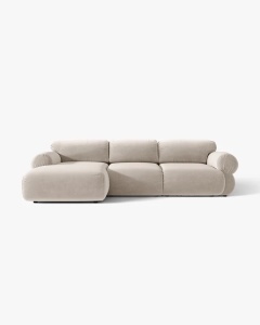 COLTAR MODULAR, OPHELIA, BEJ, PE STANGA, 297 CM, CU TAPITERIE DIN TEXTIL CATIFEA VENUS, MICADONI