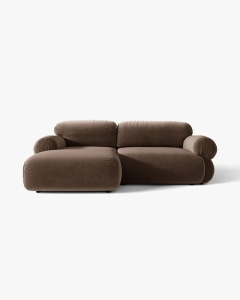 COLTAR MODULAR, OPHELIA, CIOCOLATIU, PE STANGA, 236 CM, CU TAPITERIE DIN TEXTIL CATIFEA VENUS, MICADONI