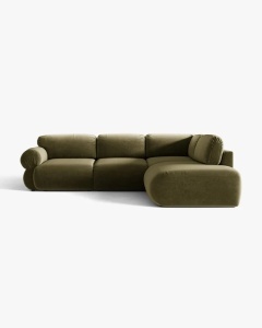 COLTAR MODULAR, OPHELIA, VERDE, PE DREAPTA, 289 CM, CU TAPITERIE DIN TEXTIL CATIFEA VENUS, MICADONI - Img 2