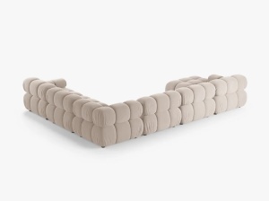 COLTAR MODULAR PANORAMIC BELLIS, PE DREAPTA, BEJ DESCHIS, CU TAPITERIE DIN CATIFEA VENUS, MICADONI - Img 3