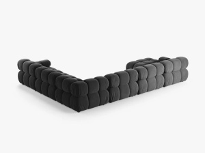 COLTAR MODULAR PANORAMIC BELLIS, PE DREAPTA, GRI, CU TAPITERIE DIN CATIFEA VENUS, MICADONI - Img 3
