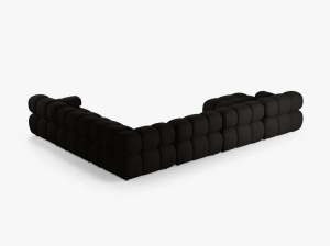 COLTAR MODULAR PANORAMIC BELLIS, PE DREAPTA, NEGRU, CU TAPITERIE DIN TEXTIL STRUCTURAT LIBERTY, MICADONI - Img 3