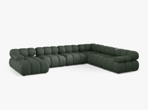 COLTAR MODULAR PANORAMIC BELLIS, PE DREAPTA, VERDE INCHIS, CU TAPITERIE DIN TEXTIL STRUCTURAT LIBERTY, MICADONI