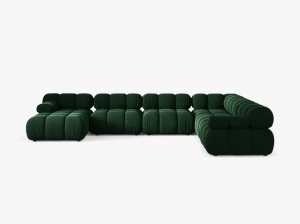 COLTAR MODULAR PANORAMIC BELLIS, PE DREAPTA, VERDE SMARALD, CU TAPITERIE DIN CATIFEA BLUVEL, MICADONI - Img 2