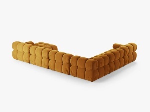 COLTAR MODULAR PANORAMIC BELLIS, PE STANGA, GALBEN, CU TAPITERIE DIN CATIFEA VENUS, MICADONI - Img 3