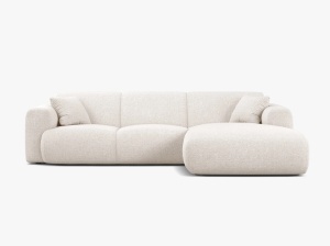 COLTAR MOLINO, 225 CM, PE DREAPTA, BEJ DESCHIS, CU TAPITERIE DIN TEXTIL CHENILLE EDEN, MICADONI