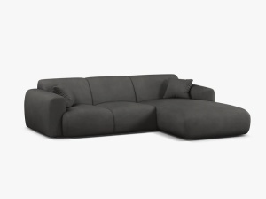 COLTAR MOLINO, 225 CM, PE DREAPTA, GRI INCHIS, CU TAPITERIE DIN TEXTIL CHENILLE REBEL, MICADONI - Img 2