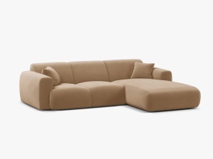 COLTAR MOLINO, 225 CM, PE DREAPTA, NISIPIU, CU TAPITERIE DIN TEXTIL CATIFEA CASINO, MICADONI - Img 2