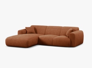 COLTAR MOLINO, 225 CM, PE STANGA, CARAMIZIU, CU TAPITERIE DIN TEXTIL BOUCLE BALOO, MICADONI - Img 2
