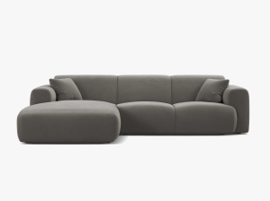 COLTAR MOLINO, 225 CM, PE STANGA, GRI, CU TAPITERIE DIN TEXTIL CATIFEA CASINO, MICADONI