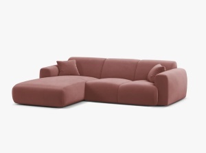 COLTAR MOLINO, 225 CM, PE STANGA, ROZ FLAMINGO, CU TAPITERIE DIN TEXTIL CATIFEA CASINO, MICADONI - Img 2