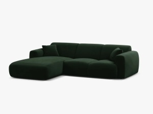 COLTAR MOLINO, 225 CM, PE STANGA, VERDE SMARALD, CU TAPITERIE DIN TEXTIL CATIFEA CASINO, MICADONI - Img 2