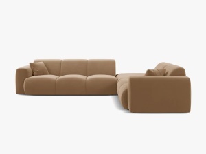 COLTAR MOLINO, 315 CM, PE DREAPTA, NISIPIU, CU TAPITERIE DIN TEXTIL CATIFEA VELVET CASINO, MICADONI - Img 2