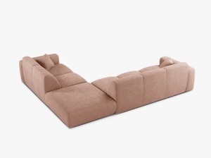 COLTAR MOLINO, 315 CM, PE DREAPTA, ROZ PUDRA, CU TAPITERIE DIN TEXTIL BOUCLE BALOO, MICADONI - Img 3