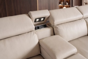 COLTAR MULTIFUNCTIONAL PRIME, 300X270CM, CU SPATIU DE DEPOZITARE, PRIZE, REALIZAT DIN LEMN SI PIELE ECO, CULOARE BEJ - Img 6